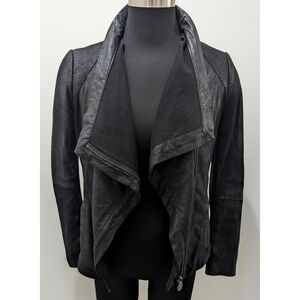 ELIE TAHARI Black Soft Leather Biker Jacket Women's Size S